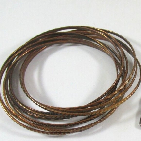 Vintage engraved stamped bronze 10 Intertwined Bracelet - Picture 2 of 6